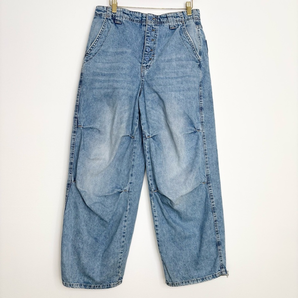 Free People Newbies Solid Slouchy Jeans Stone Wash Wide Leg Size Small Baggy Y2K - Picture 8 of 16